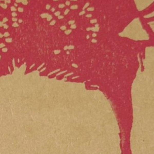 Linoportret van Frida Kahlo – handgedrukte A4 linoprint in fuchsia of oranje