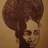 Thumbnail for Afrikaanse linoprint Mangbetu Queen – handgedrukt portret op kraftpapier, A4-formaat, gesigneerd