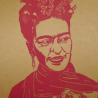 Thumbnail for Linoportret van Frida Kahlo – handgedrukte A4 linoprint in fuchsia of oranje